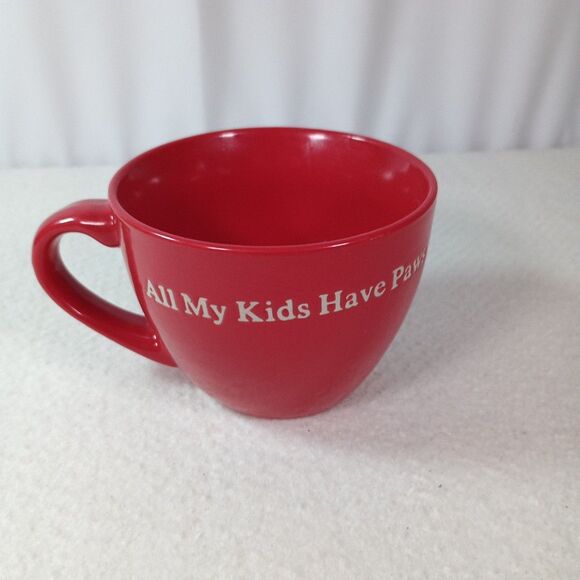 All My Kids Have Paws Red XL Mug Wide Mouth Ceramic Dog Cat Lover Gift - Picture 5 of 11